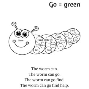 Dolch Sight Words Coloring Sheet (Here, go, find, help, can)