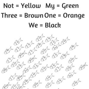 Dolch Sight Words Coloring Sheet ( for, in, is, it, my, not, one, three, we)