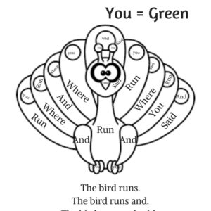 Dolch Sight Words Coloring Sheet( run, and, said, where, you)