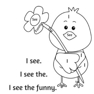 Dolch Sight Words Coloring Sheet (I,SEE,THE,FUNNY)